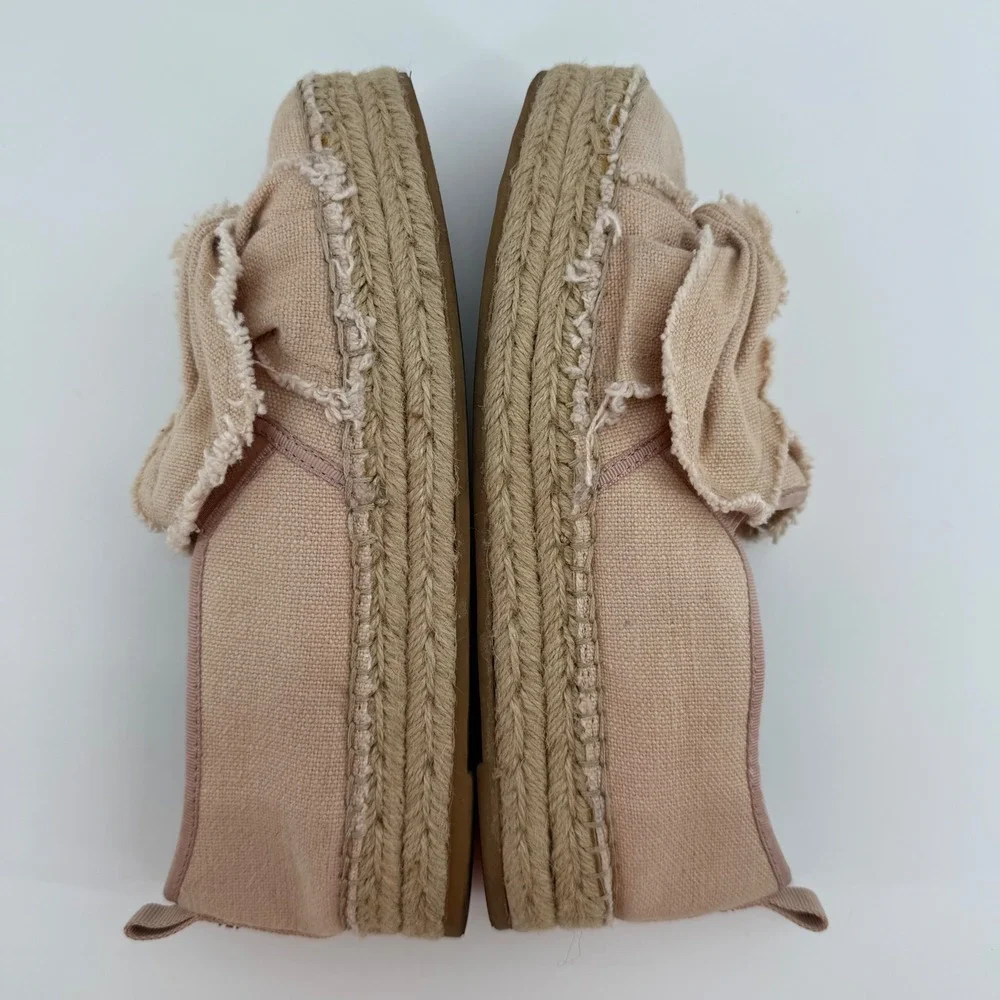 Sam Edelman Cabrera Platform Espadrille Blush Pink Frayed Bow Slip On Shoes‎ 9.5